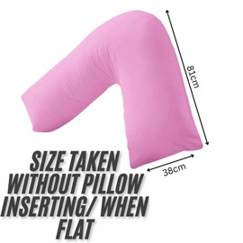 NURBAY V Shaped Pillowcase cover 100% Polycotton V pillow case cover - Neck & Back Support Orthopaedic Pregnancy Nursing V shape Pillow case cover only (Pink)