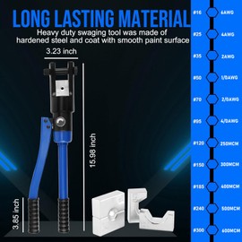 LICHAMP 19 Packs Hydraulic Cable Lug Tool with durable case, 4 AWG to 600 MCM Battery Cable Crimping Tool WIRE Terminal Crimper Set, 1603BL