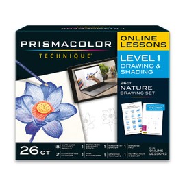 Prismacolor Technique Art Supplies and Digital Art Lessons Nature Drawing Set Level 1 Learn to Draw with Colored Pencils Graphite Pencils and More Flower Drawing 26 Count