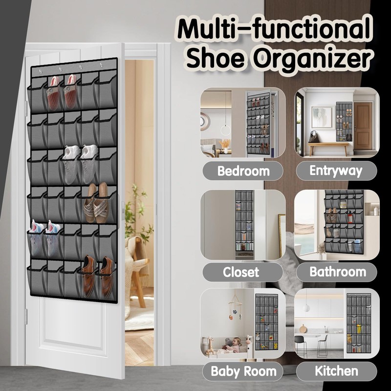 Kotkn Over the Door Shoe Organizer with 30 Breathable Mesh