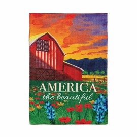 Evergreen Patriotic Garden Flag 12x18 Double Sided, Patriotic House Flags For Outside, Small American Flag for Yard Porch Garden (Beautiful America)