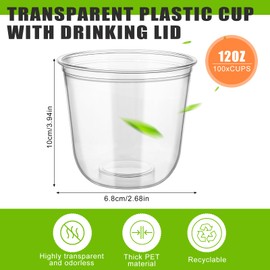 Mkhaslri 100 Pcs Disposable Stemless Glasses Crystal Plastic Wine Glasses Clear Classic PET Drinking Cup for Meeting Weddings Birthday Cocktail Christmas Party Supplies (Clear, 12oz)