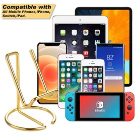 ROPOSY ROPOSY Cell Phone Stand for Desk, Cute Metal Gold Cell Phone Stand Holder Desk Accessories, Compatible with All Mobile Phones, iPhone, Switch, iPad
