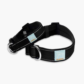DF Co. Tactical Dog Collar | Comfortable & Secure with Quick Release Clip Buckle and Heavy Duty D-Ring | Soft Padded Neoprene, Chafe Resistant, Night-Time Visibility | Black, Size M