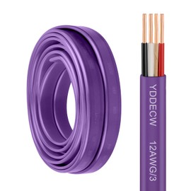 YDDECW 12/3 NM-B Wire with Ground - 10FT 12 Gauge Non-Metallic Sheathed Cable Pure Copper 12 AWG 3 Conductor Residential Indoor Wire for Outlets, Switches and Other Loads etc.