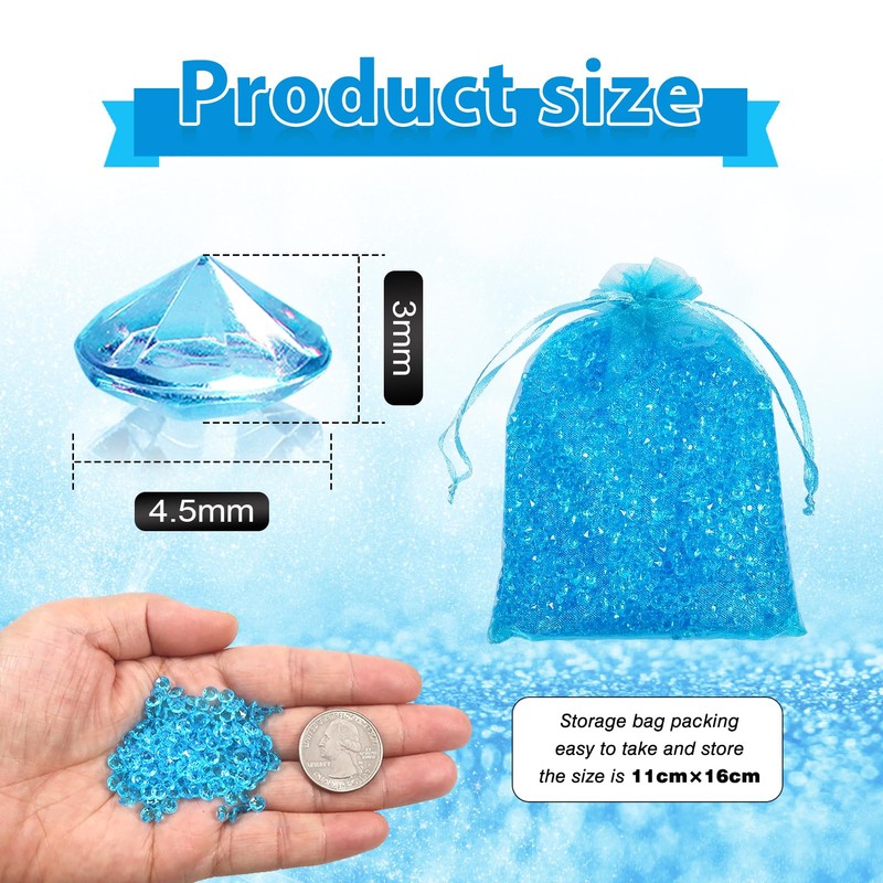 TOAOB 5000pcs Lake Blue Table Scatter Crystals Acrylic Diamonds Rhinestones