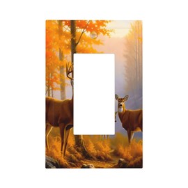 VunKo Single Gang Rocker Switch Receptacle Plate - 1 Gang Decora GFCI Deer Tree Decorative Wall Plate Cover Wallplate with Screws