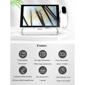 MUCHUNBY 11 Inch Skin Diagnosis Hair Analyzer/Skin and Hair Analyzer Machine/Scalp Hair Follicle Detector with 4 Spectral Detection, 50/200 Times Magnification