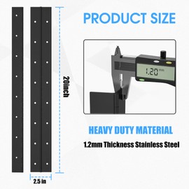 AODESTINY Heavy Duty Piano Hinge 20Inch x 2-1/2Inch, 2PCS 0.06" Thickness Stainless Steel Continuous & Piano Hinges for Wood Furniture Mailbox Tool Storage Boxes Cabinets Door Hinges-Black