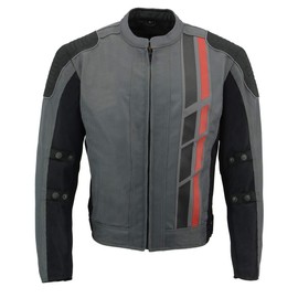 Milwaukee Leather MPM1752 Men's Black and Grey Mesh Armored Racing Jacket with Dual Gun Pockets - 4X-Large