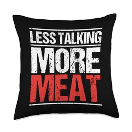 Carnivore Diet Designs Ketogenic Diet Less Talking More Meat Keto Carnivore Throw Pillow, 18x18, Multicolor