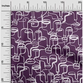 oneOone Cotton Jersey Purple Fabric Abstract Face Abstract Quilting Supplies Print Sewing Fabric by The Meter 58 Inch Wide