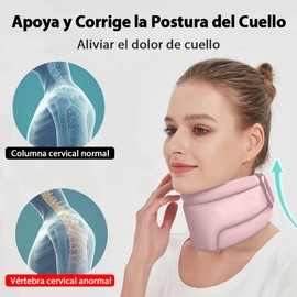 BILIBON Cervicorrect Collarín Ajustable, Collarín Cervical Suave, Utilizado para Apoyar el Cuello, Aliviar el Dolor y Presión Cervical, Adecuado para Dormitar, Anti Ronquidos, Apnea del Sueño (Rosa)