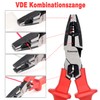 FOURROBBER VDE Plier Universal Combination Plier,with Insulated Handles 60CrV, VDE-Tested
