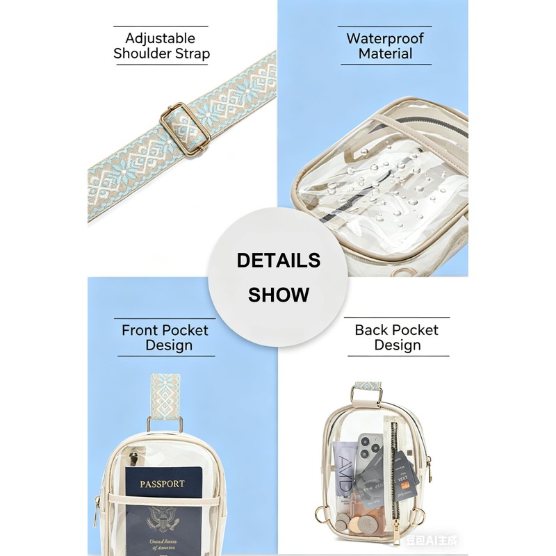 Clear Crossbody Bag Clear Bag for Stadium Events, Clear Purses