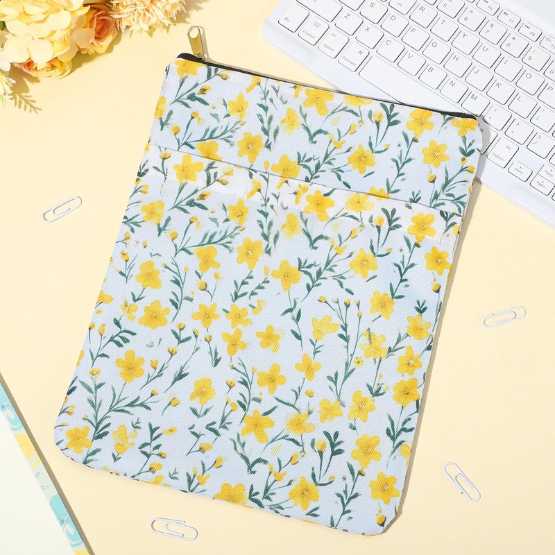 Book Sleeve for Book Lovers,11x8.7 Daisy Flower Book Protector Pouch