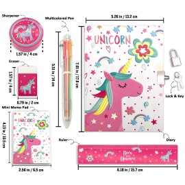 Diray Stationery Set Children Kawaii Unicorn Girls Gifts Set Stationery Set RetailPages: 56 Sheets, Color: Pink