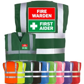 Corporate Togs FIRE WARDEN FIRST AIDER High Visibility Safety Vest - Fire Warden Waistcoat Tabard, Fully EN471 & Fastening Waistcoat | Personal Protective Equipment & Safety Vests