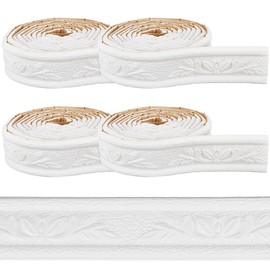 CRASPIRE 30.2Ft/9.2m White Wall Molding Trim Peel and Stick Self Adhesive Flexible PVC Foam 3D Waterproof Wallpaper Border Flower Lines Skirting Stickers Living Room Home Office Hotel DIY Decoration