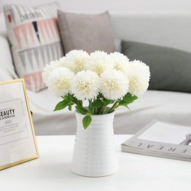 Tifuly Artificial Chrysanthemum Ball Flowers -12 pcs Faux Mums Fake Silk Flowers for Bridal Wedding Centerpieces Arrangements Party Home Garden DIY Decor (Cream White)