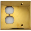 Unlacquered Polished Brass 2 Gang Combination Switch Plate - 1