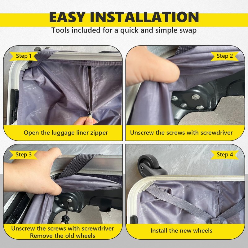 Luggage Wheels Replacement for Suitcase, Spinner Wheels Replacement Parts Roller