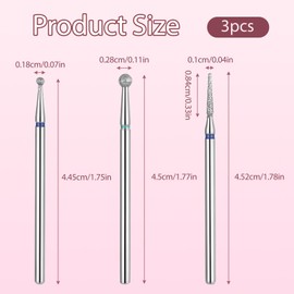 3 PCS Cuticle Bit for Nail Drill Set, Cuticle Nail Drill Bit for Electric Nails File Machine, Manicure Pedicure Tool for Home Salon