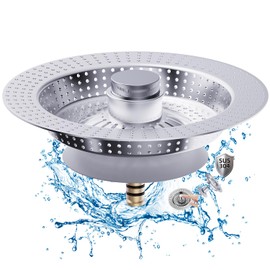 Drain Plug and Drain Strainer Kitchen Sink, 3-in-1 Pop-Up Floor Drain Filter Made of Stainless Steel for Standard Drains, Ideal Protective Devices for the Kitchen Sink, Silver