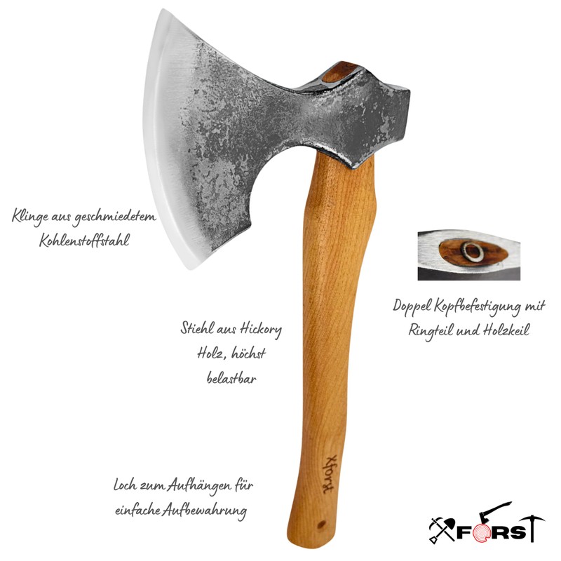 Xforst X-WIC Viking Axe Hatchet Made of Hickory Handle Including