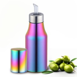 DOCBLACK Rainbow Olive Oil Dispenser 17oz Oil Bottle Stainless Steel Leak Proof Olive Oil Dispenser Bottle for Kitchen with No-Drip (500ML)