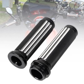 Unbranded Black Cut 1" Electronic Throttle Hand Grips For Harley Road King FLHR Tri Glide