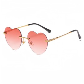 WDZAYXC Minimalist Frameless Heart Shaped Sunglasses, Cute and Fashionable Glasses, light red