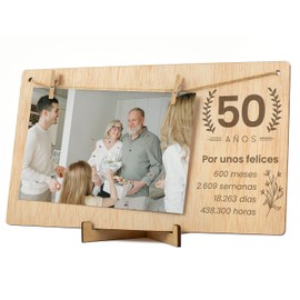 CONTRAXT Photo Frame 50 Years Anniversary Birthday Ideas Details Gifts 50th Anniversary Couples Groom Married Golden Wedding Card Congratulations Happy Anniversary Man Woman (50 Years)