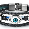 COOLSTEELANDBEYOND Three-Row Mens Women Tribal Evil Eye Bead Charm Black