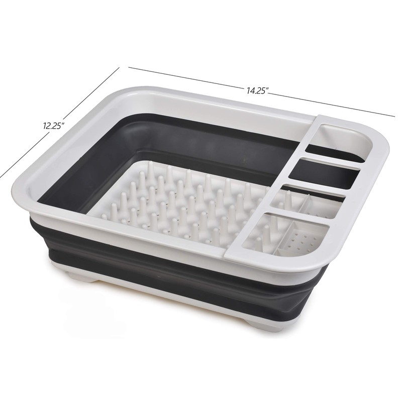 Masirs Pop-Up Collapsible Dish Drying Rack: Convenient Storage, Drains into