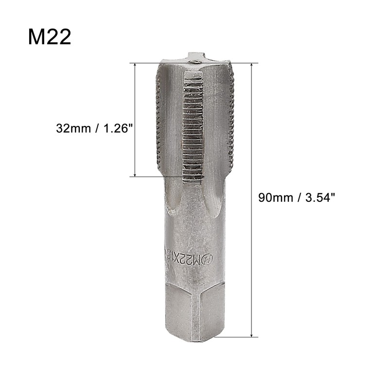 sourcing map Metric Hand Tap M22 Thread 1.5 Pitch 4