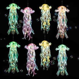 Jellyfish Decor, 8 Pcs Lanterns Set in 4 Colors. Ideal for Mermaid Birthday Decorations & Under The Sea Party Decorations. Adored by Women, Girls & Kids
