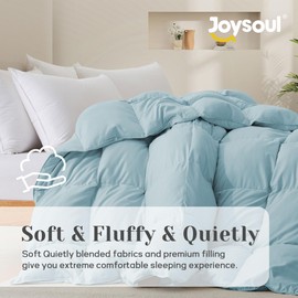 Joysoul King Size Down Comforter - All Season Ultra Soft Goose Down & Feather Fiber Fill, Luxury Hotel Blue Duvet Insert with Corner Tabs (104" X 88")