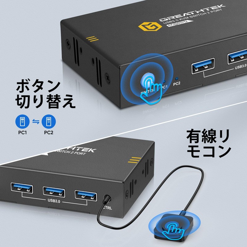 "2024 Version" KEBENES USB 3.0 KVM Switch, Connect 2 PCs