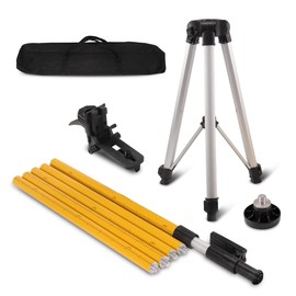 12 Ft./3.7M Professional Lasers Level Pole with Tripod, Adjustable Telescoping Pole for Leveling Tools, Multi-functional Fine-tuning Bracket with 1/4” and 5/8” Thread Adapters, Includes Carrying Bag