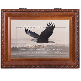 Cottage Garden Raise You Up On Eagles Wings Flying Woodgrain Keepsake Music Box Plays On Eagle's Wings