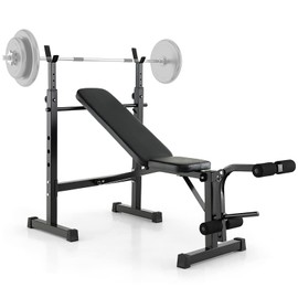 SPOFLYINN Olympic Weight Bench With Soft Comfortable Cushion Multipurpose Workout Equipment For Home Gym Full-Body Workout black