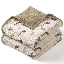 Lulu moon Muslin Baby Blanket - Cotton Toddler Blankets for Cribs - Quilt Nursery Blanket for Baby Boys and Girls 47"x47"(Dinosaur)