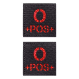 2 PCS AliPlus O+ POS Patches Blood Type Patches IR Infrared Reflective Patches Tactical Patch Hook and Loop(Red Black2*2in)