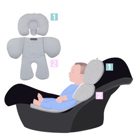 JYOKO Kids Reducer Cushion Infant Head & Baby Body Support Antiallergic 100% Cotton (Head and Body Support, Dino Party) 2 Parts