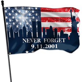 911 Flag Never Forget 3x5 Outdoor American Patriotic Day Remember 9/11 Flags Polyester Double Sided Mirror Printing for Outside Indoor House Yard Memorial Banners Sign Decor