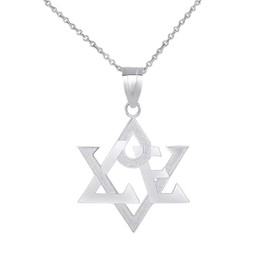 925 Sterling Silver Jewish Star of David Love Pendant Necklace (18")