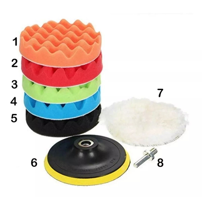 Dolores 8pcs 7in Esponja Coche Almohadilla Disco Pulir Encerar Borla