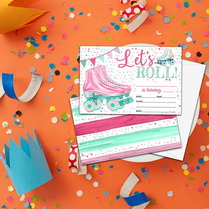 NYCTUG Let's Roll Birthday Fill-In Invitation(4" X 6"), Roller Skate