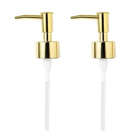 2Pcs Gold Plastic Soap Dispenser Pump Replacement Kitchen Bathroom Dish Soap Container Pump Top Shampoo Press Head for Regular Mouth Bottles Standard 28/400 Neck Size